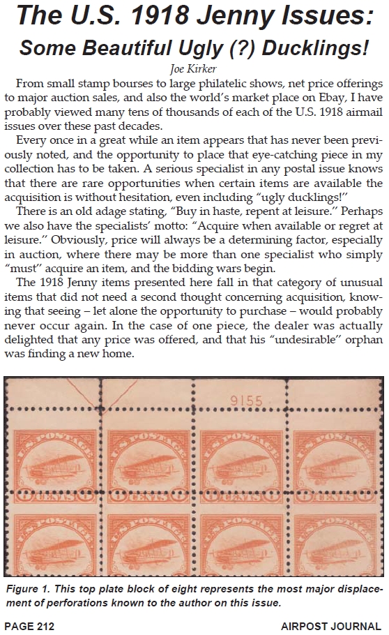 stamp errors, stamp errors, EFO, Kirker, Jenny, Jenny, 1918, displacement of perforations, perforation shift