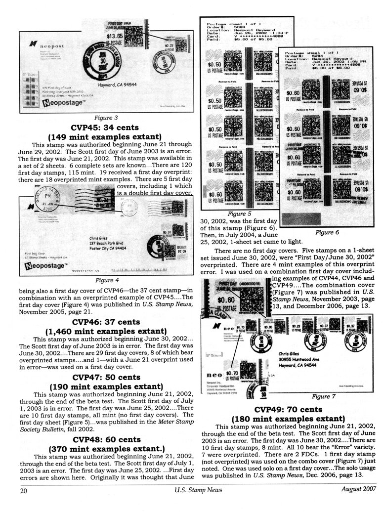 stamp errors, computer vended postage, stamp errors, EFO, Ryskamp, computer vended postage, Scott CVP45, Scott CVP46, Scott CVP47, Scott CVP48, Scott CVP49, first day errors