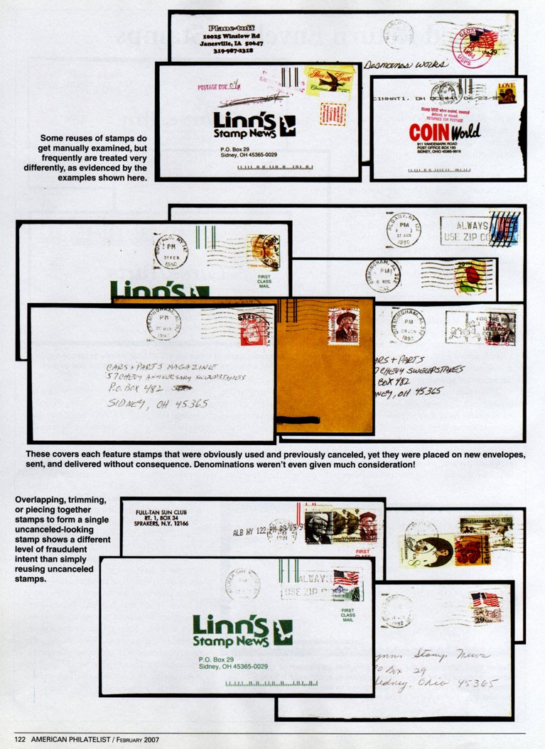 stamp errors, stamp errors, EFO, Youngblood, reused stamps