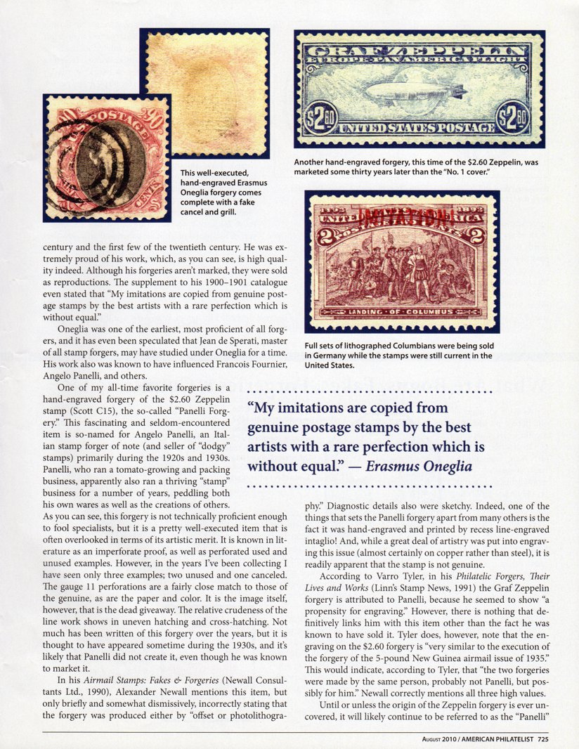 stamp errors, stamp errors, EFO, Youngblood, 1900-1901 catalogue, Jean de Sperati, Francois Fournier, Angelo Panelli, Scott C15, $2.60 Zeppelin stamp, forger of note, seller of dodgy stamps, tomato-growing and packing business, 1920a and 1930s, imperforate proof, Airmail Stamps: Fakes & Forgeries, Newall Consultants Ltd., 1990, Alexander Newall, hand-engraved, recess line-engraved , copper, Varro Tyler, Philatelic Forgers, Their Lives and Works, Linn's Stamp News, 1991, 5-pound New Guinea airmail issues of 1935, imitation