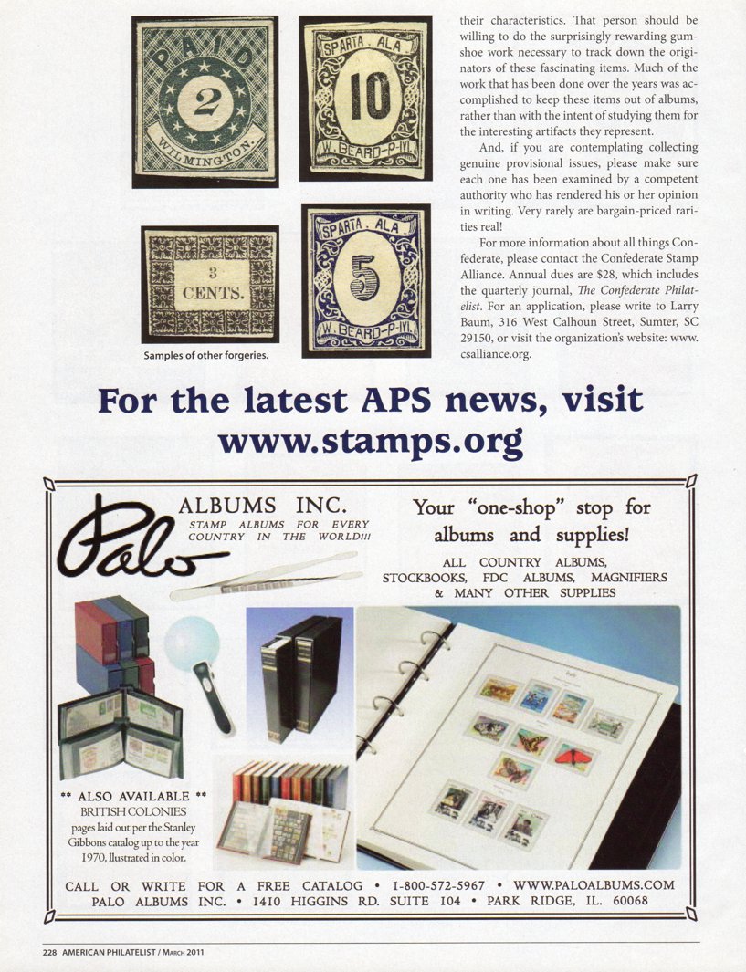 stamp errors, stamp errors, EFO, Youngblood, Confederate Stamp Alliance, The Confederate Philatelist, Baum, Sumter, SC, www.csalliance.org