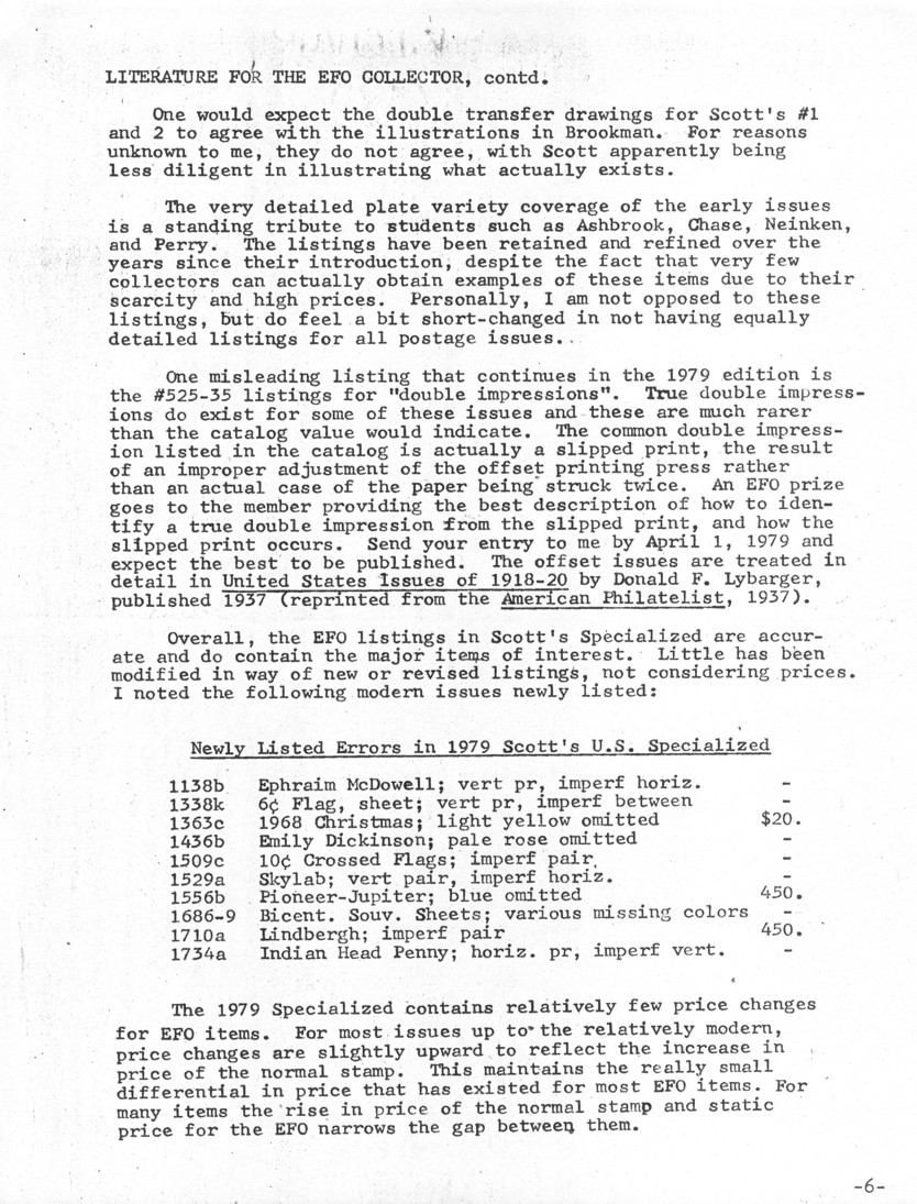 stamp errors, stamp errors, EFO, Lybarger, United States Issues of 1918-20, American Philatelist, McDowell, Christmas, Dickinson, Crossed Flags, Skylab, Pioneer, Jupiter, Bicentennial, Lindbergh, Indian Head Penny, specialized