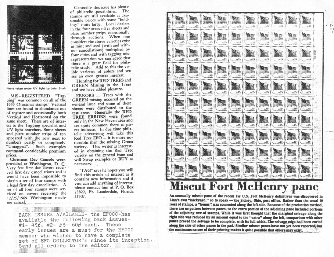 stamp errors, stamp errors, EFO, Linn's, McHenry, Fort McHenry, miscut, Tag