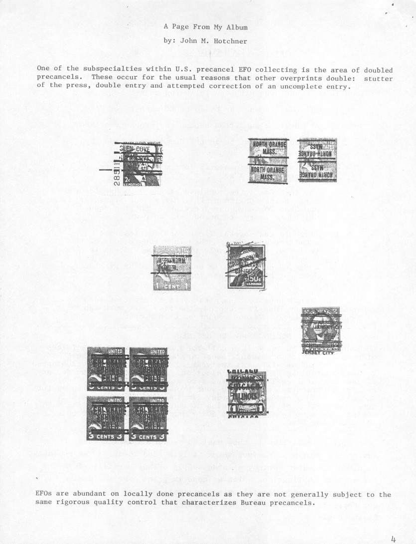 stamp errors, stamp errors, EFO, Hotchner, A Page From My Album, overprint, stutter, double entry, correction, precencel, local