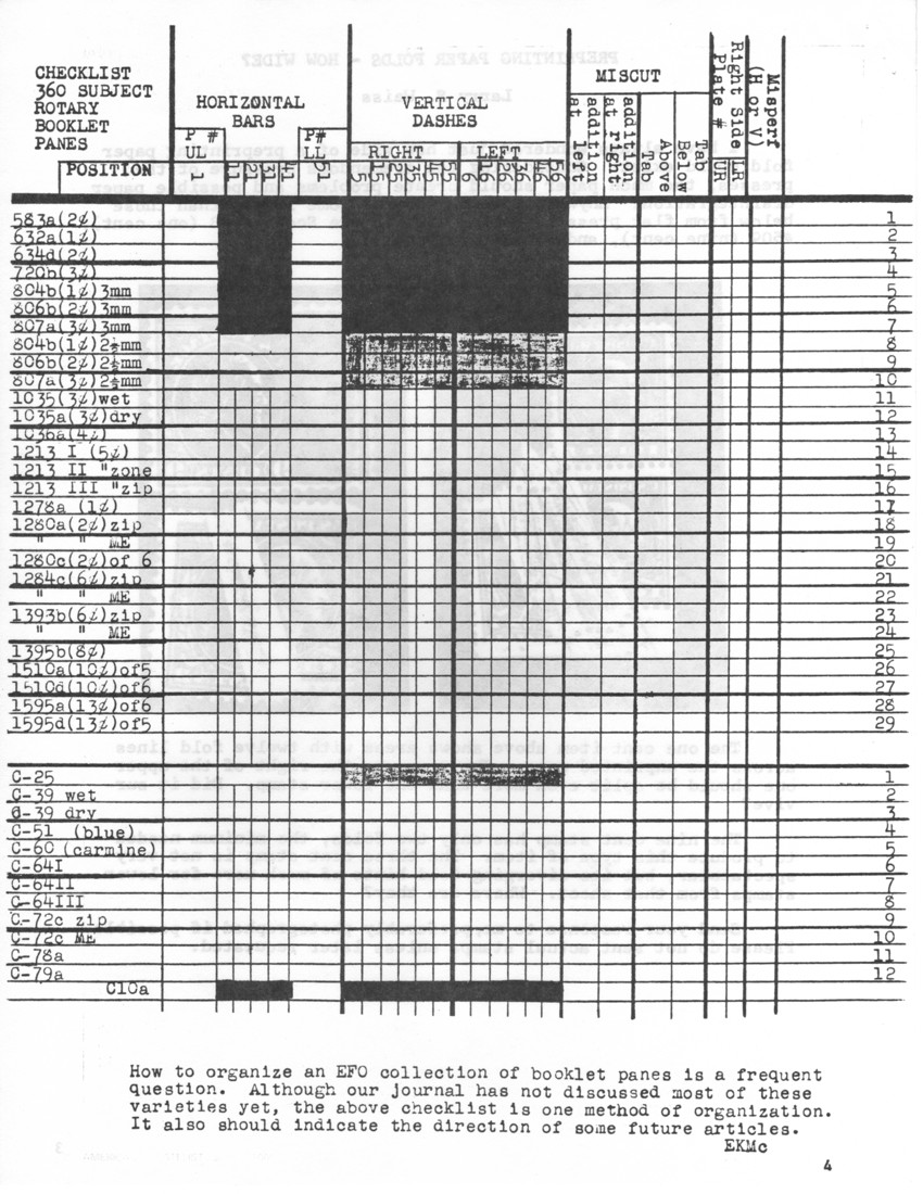 stamp errors, stamp errors, EFO, McAfee, checklist, rotary, booklet