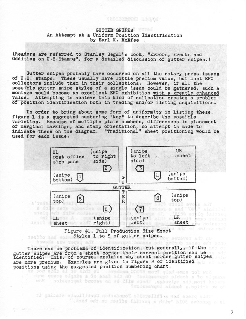 stamp errors, stamp errors, EFO, Gutter Snipes, McAfee, Segal, Errors, Freaks and Oddities on U.S. Stamps, rotary press