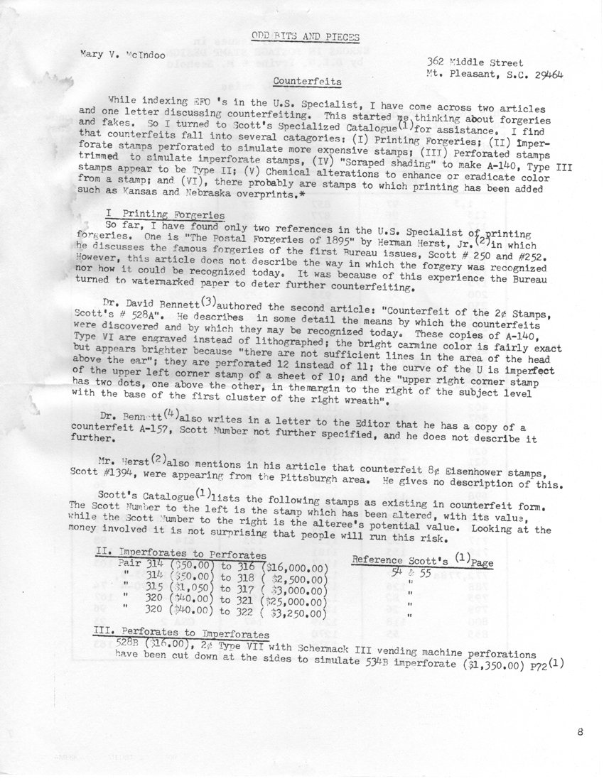 stamp errors, stamp errors, EFO, Odd Bits and Pieces, McIndoo, counterfeits, printing forgeries, U.S. Specialist, Herst, Scott 250, Scott 252, Bennett, Scott 528, imperforates to perforates, Scott 314, Scott 316, Scott 315, Scott 320, Scott 317, Scott 318, Scott 321, Scott 322, perforates to imperforates, Scott 528, Schermack III, imperforate