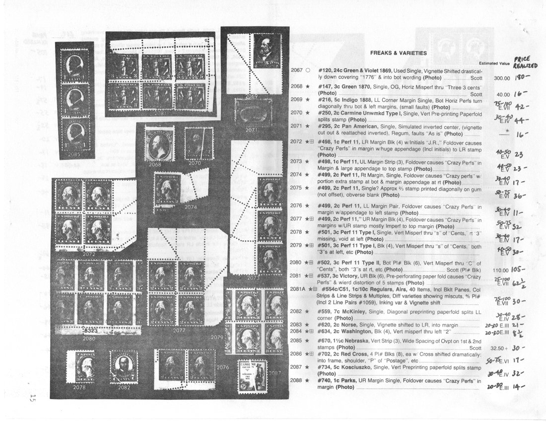 stamp errors, stamp errors, EFO, Scott 120, Scott 147, Scott 216, Scott 250, Scott 295, Scott 498, Scott 499, Scott 501, Scott 502, Scott 537, Scott 554, Scott C51, Scott 559, Scott 620, Scott 634, Scott 670, Scott 702, Scott 734, Scott 740, Nebraska, Kosciuszko, McKinley