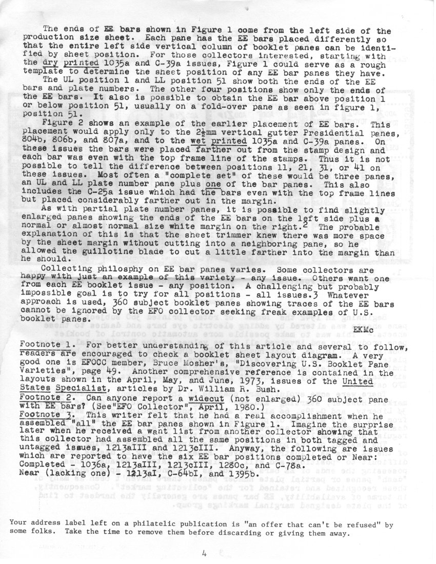 stamp errors, stamp errors, EFO, Scott 1035, dry printed, wet printed, Scott C39, Mosher, Discovering U.S. Booklet Pane Varieties, United States Specialist, Bush, widecut, Scott 1213