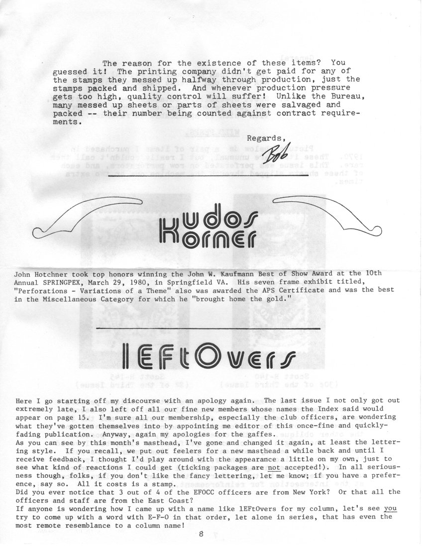 stamp errors, stamp errors, EFO, Kudos Korner, Hotchner, SPRINGPEX, lEFtOvers, Novacheck