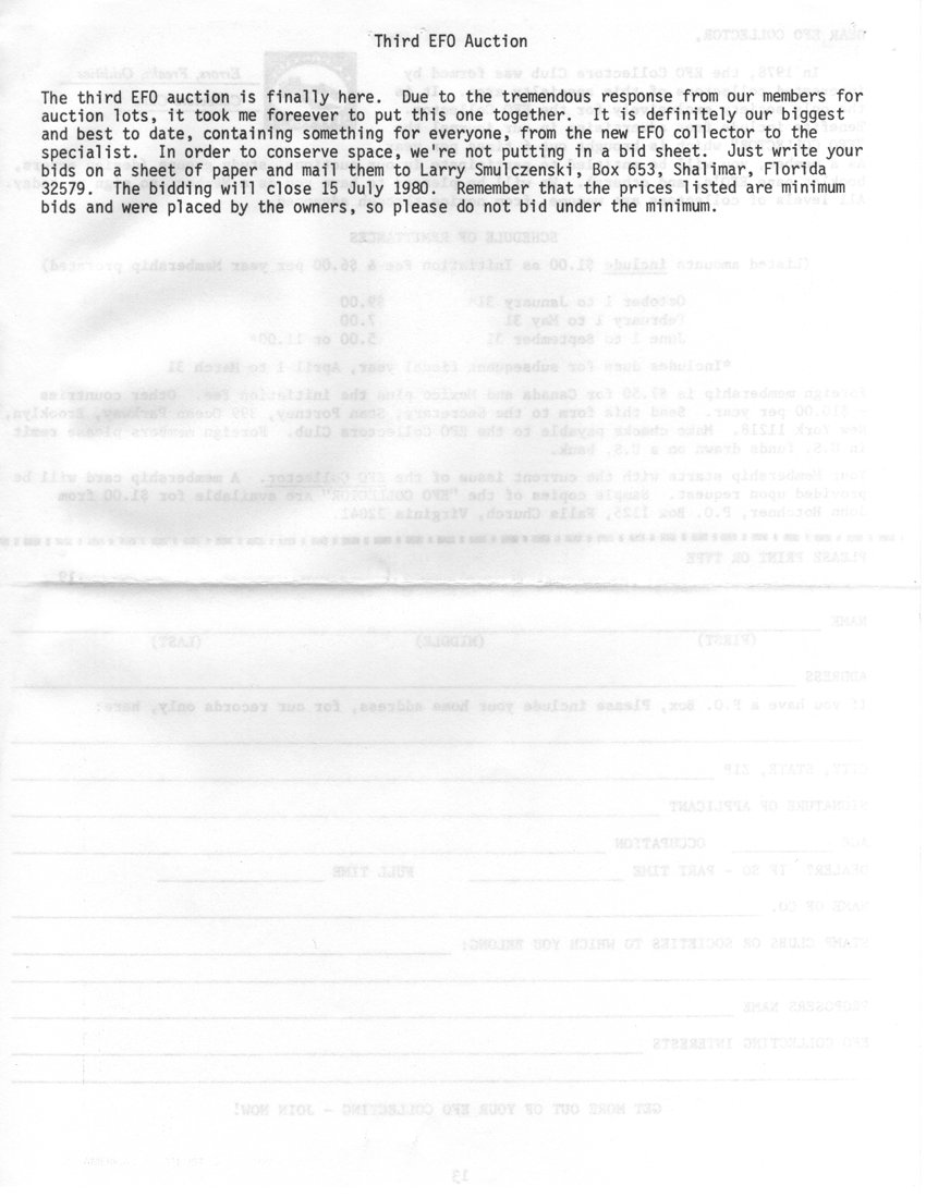 stamp errors, stamp errors, EFO, Auction