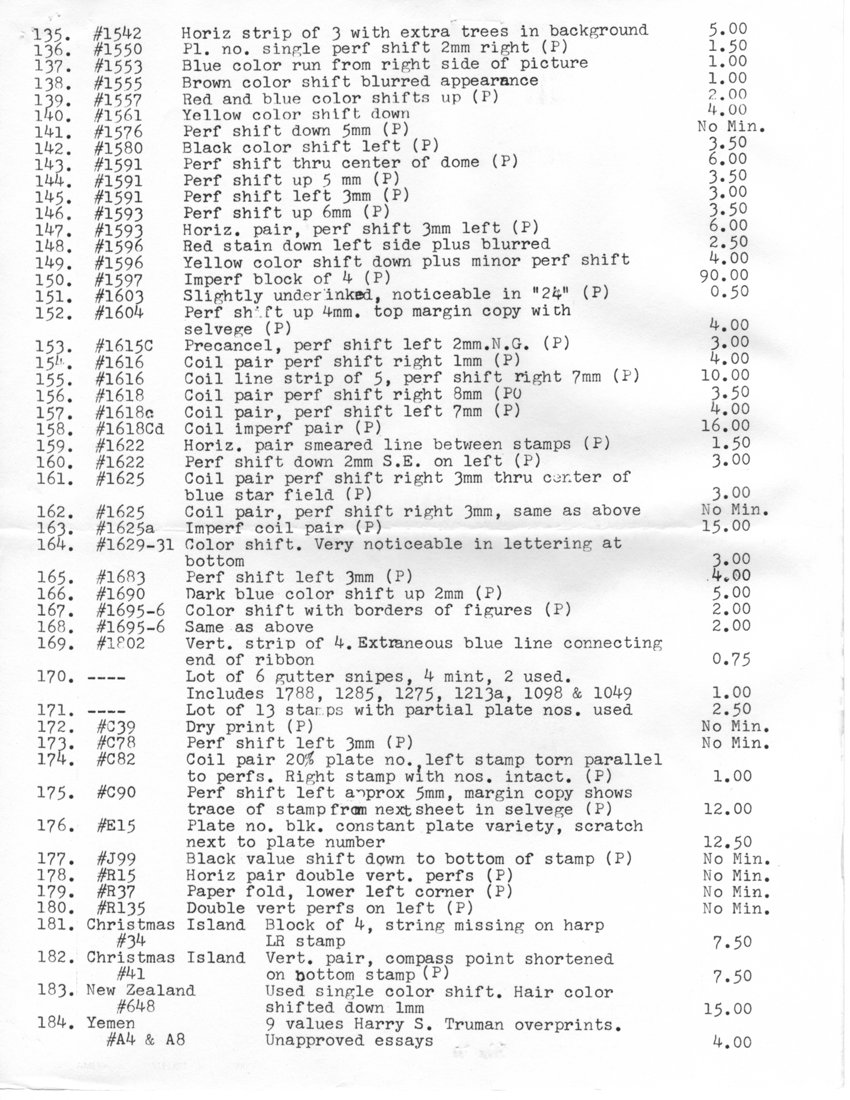 stamp errors, stamp errors, EFO, Scott 1542, Scott 1550, Scott 1553, Scott 1555, Scott 1557, Scott 1561, Scott 1576, Scott 1580, Scott 1591, Scott 1593, Scott 1596, Scott 1597, Scott 1603, Scott 1604, Scott 1615, Scott 1616, Scott 1618, Scott 1622, Scott 1625, Scott 1629, Scott 1631, Scott 1683, Scott 1690, Scott 1695, Scott 1696, Scott 1802, Scott C39, Scott C78, Scott C82, Scott C90, Scott E15, Scott J99, Scott R15, Scott R37, Scott R135, Christmas Island, Scott Scott 34, New Zealand, Scott Scott 648, Yemen, Scott A4, Scott A8