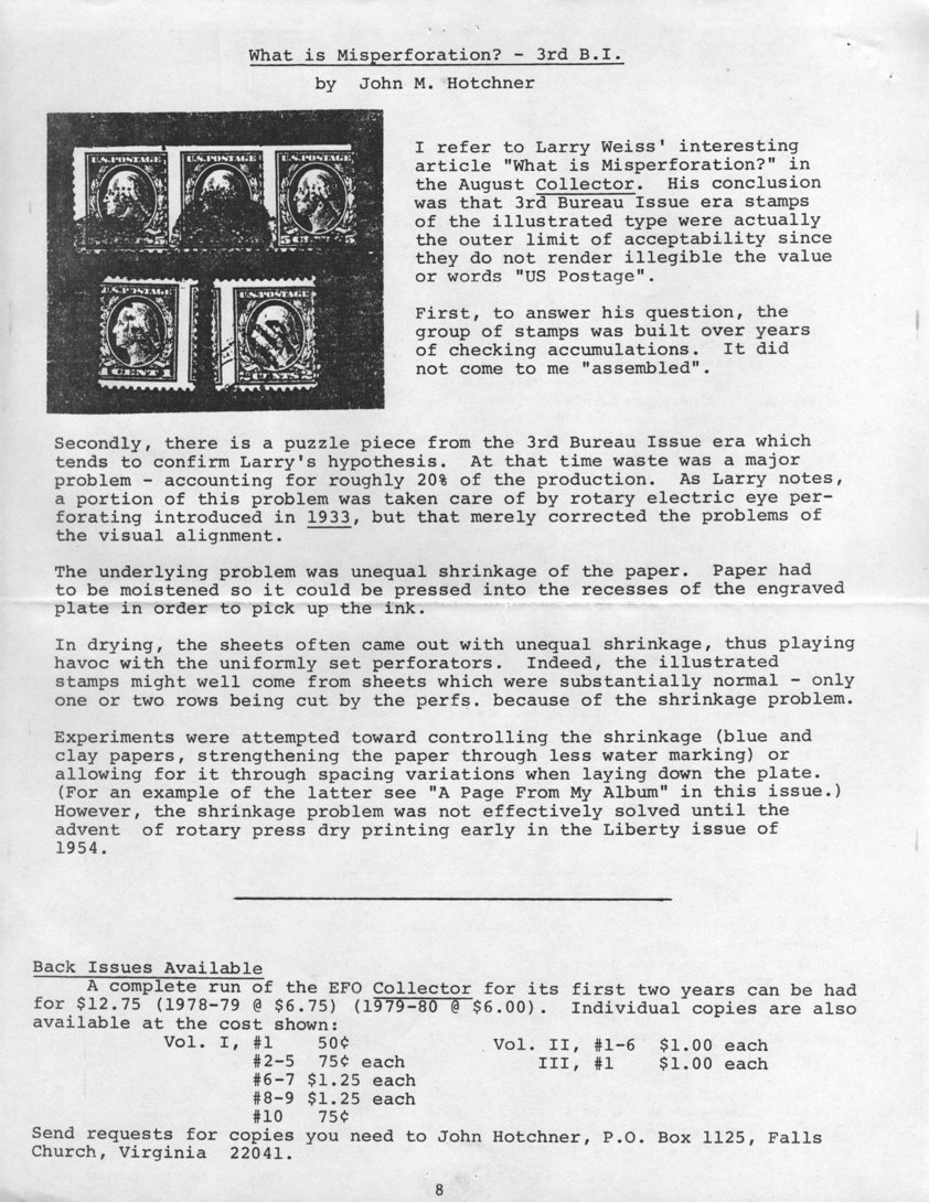 stamp errors, stamp errors, EFO, What is a Misperforation? 3rd B.I., Hotchner, Third Bureau Issue, Weiss, waste, electric eye perforating, 1933, shrinkage, drying, blue papers, clay papers, watermarking, rotary press dry printing, 1954