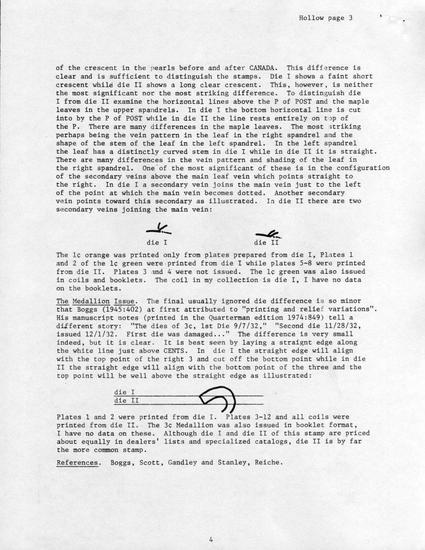 stamp errors, stamp errors, EFO, crescent, Canada, Medallion issue, Boggs, 1945, Quarterman edition, 1974, Scott, Gandley and Stanley, Reiche