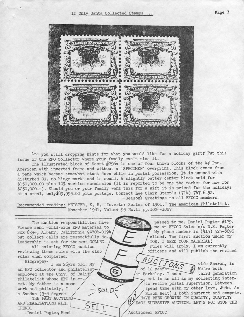 stamp errors, stamp errors, EFO, Lee Clark Stamps, Meister, The American Philatelist, Inverts: Series of 1901, invert, Pagter, auction