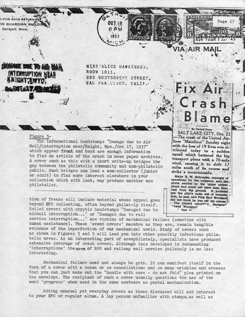 stamp errors, stamp errors, EFO, 1937, air crash, Knight, Wyoming