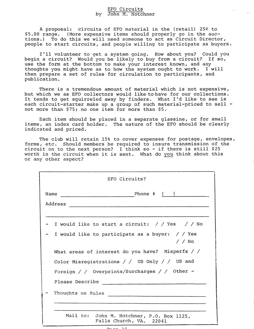 stamp errors, stamp errors, EFO, Hotchner, EFO Circuits