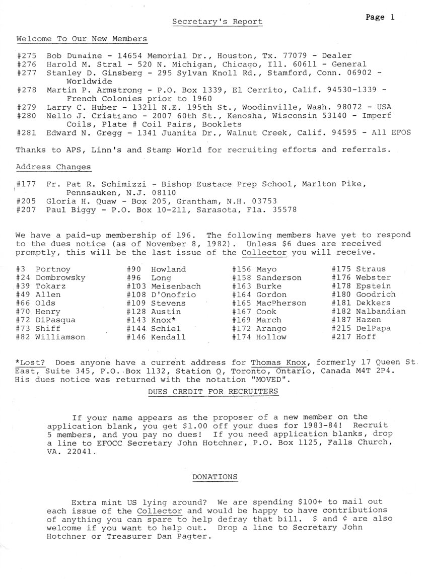 stamp errors, stamp errors, EFO, Secretary's Report, Hotchner, Dumaine, Stral, Ginsberg, Armstrong, Huber, Cristiano, Gregg, Schimizzi, Quaw, Biggy, Portnoy, Dombrowsky, Tokarz, Allen, Olds, Henry, DiPasqua, Shiff, Williamson, Howland, Long, Meisenbach, D'Onofrio, Stevens, Austin, Knox, Schiel, Kendall, Mayo, Sanderson, Burke, Gordon, MscPherson, Cook, March, Arango, Hollow, Straus, Webster, Epstein, Goodrich, Dekkers, Nalbandian, Hazen, DelPapa, Hoff