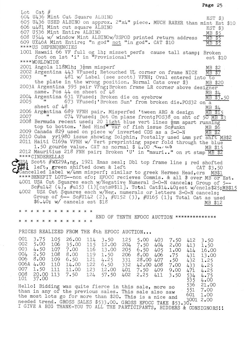 stamp errors, stamp errors, EFO, Scott U436, Scott U481, Scott U536, Scott U544, Scott UX46, Hawaii Scott 66, Angola Scott 118, Argentina Scott 443, Argentina Scott 481, Argentina Scott 595, Argentina Scott 631, Argentina Scott 673, Argentina Scott 689, Argentina Scott C74, Bermuda, Canada Scott 829, Cuba, Haiti Scott C169, Mauritius Scott 218, cinderellas, Scott WX29, Hermes head