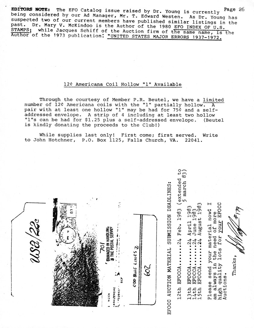 stamp errors, stamp errors, EFO, Westen, McIndoo, McKindoo, EFO Index of U.S. Stamps, Schiff, 1973, United States Major Errors 1937-1972, 12cent Americana Coil Hollow 1 Available, Beutel, Hotchner