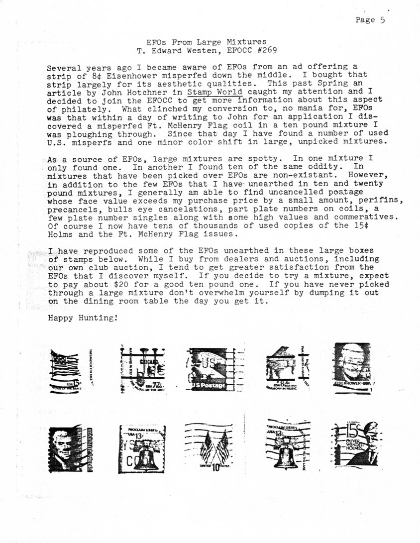 stamp errors, stamp errors, EFO, Westen, EFOs From Large Mixtures