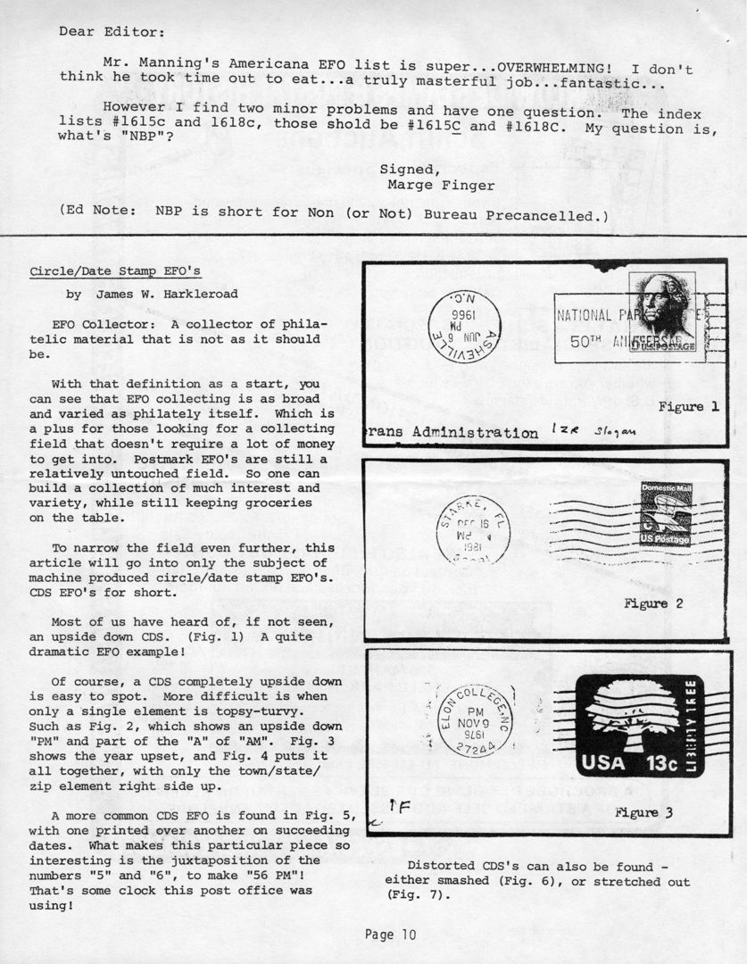 stamp errors, stamp errors, EFO, Finger, Manning, NBP, Circle Date Stamp EFOs, Harkleroad, CDS EFOs