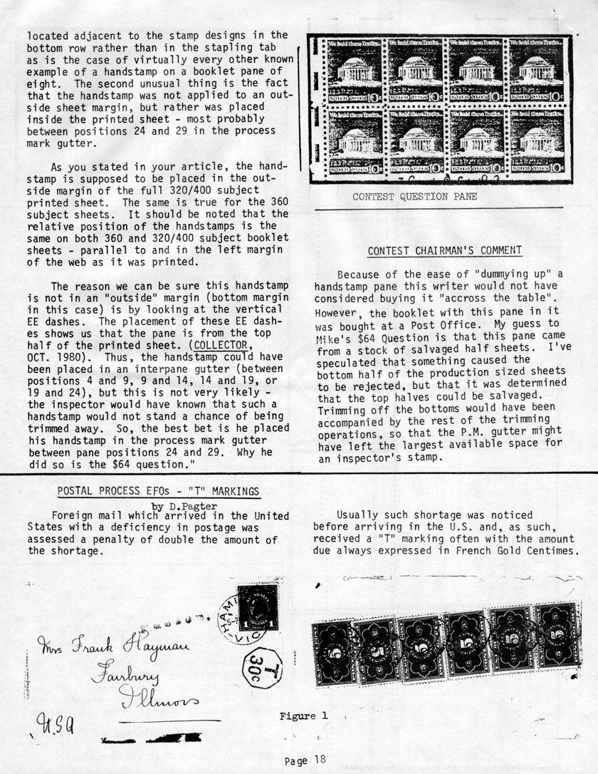 stamp errors, stamp errors, EFO, Postal Process EFOs - T Markings, Pagter, French Gold Centimes