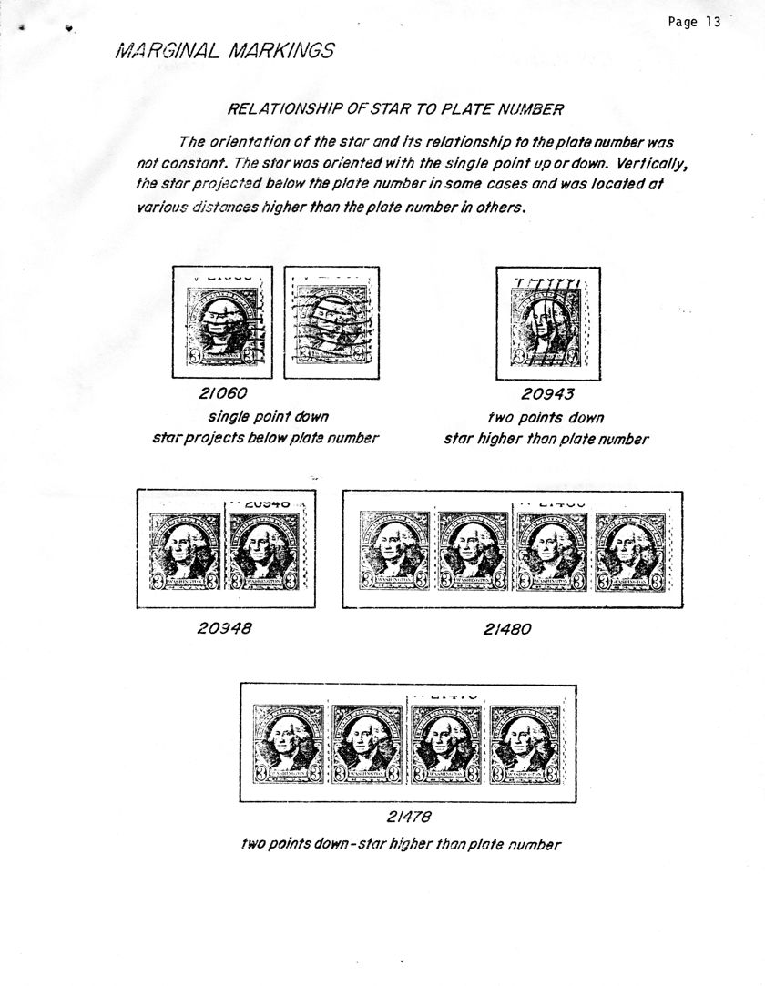 stamp errors, stamp errors, EFO, Marginal Markings - Relationship of Star to Plate Number