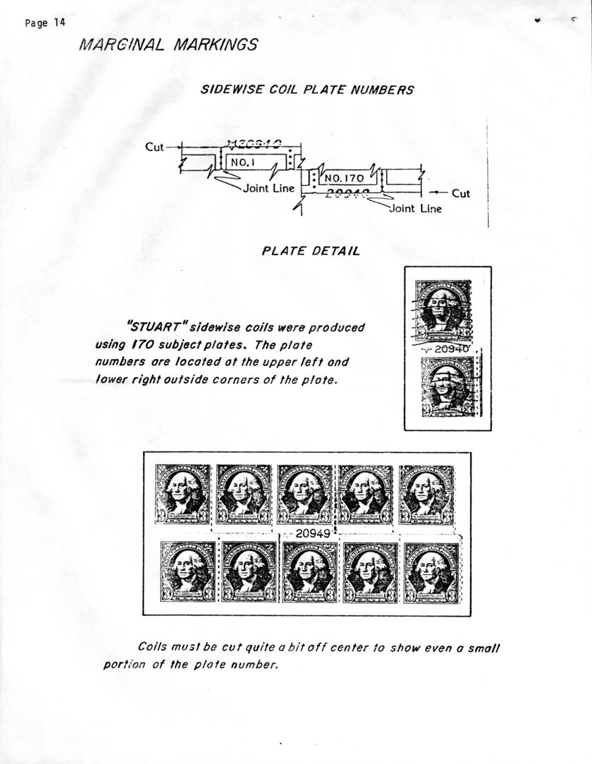 stamp errors, stamp errors, EFO, Marginal Markings - Sidewise Coil Plate Numbers