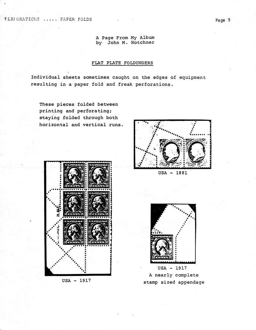 stamp errors, stamp errors, EFO, A Page From My Album - Flat Plate Foldunders, Hotchner