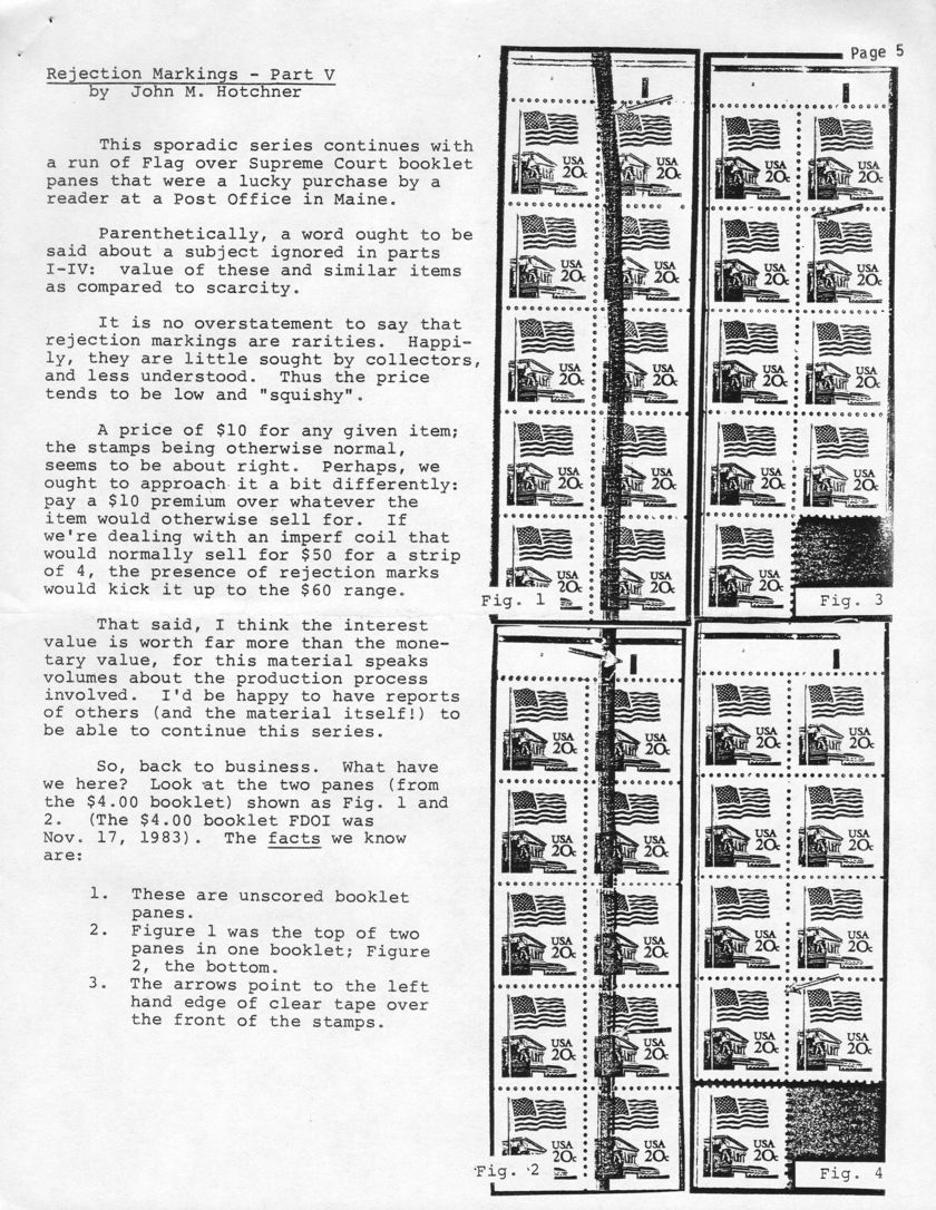 stamp errors, stamp errors, EFO, Rejection Markings - Part V, Hotchner, Flag Over Supreme Court