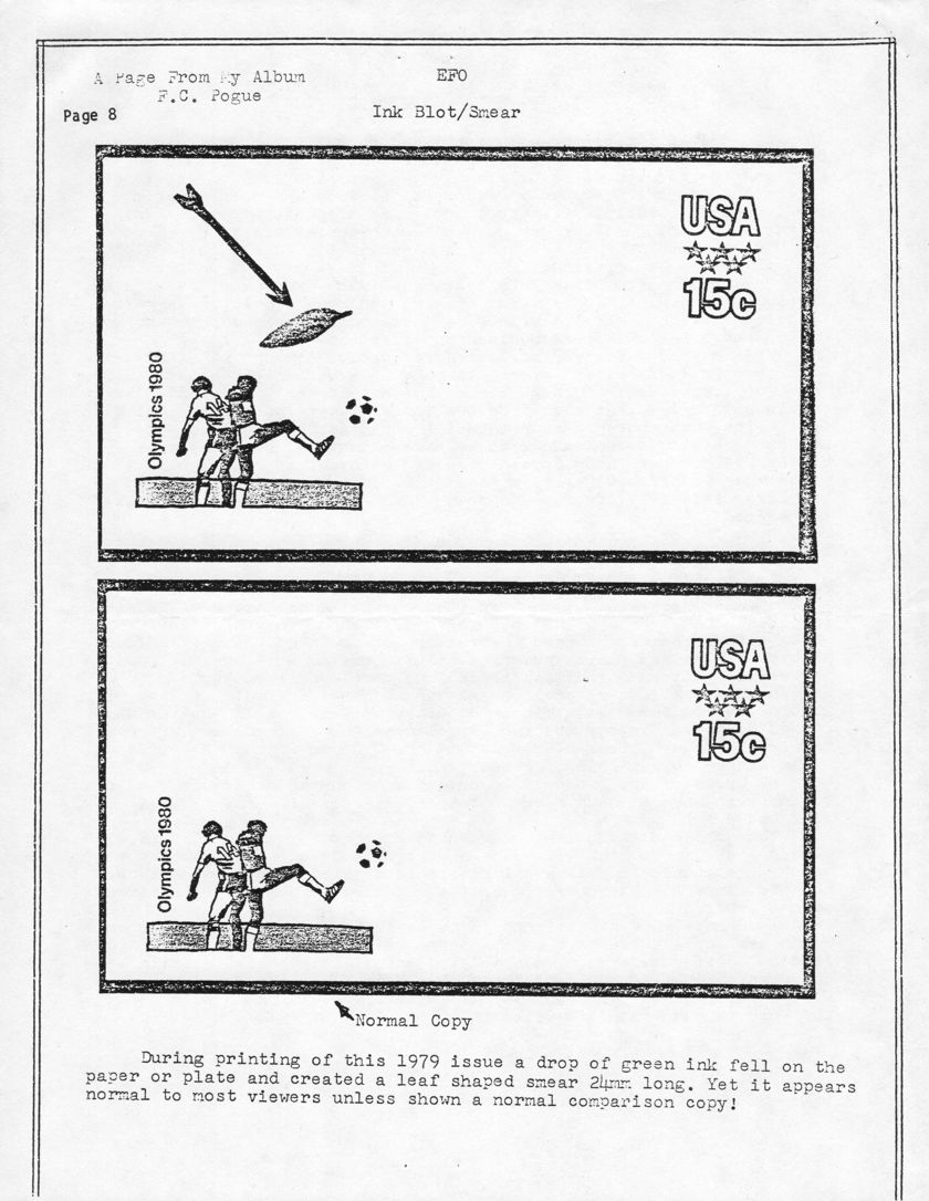 stamp errors, stamp errors, EFO, A Page From My Album - Ink Blot/Smear, Pogue
