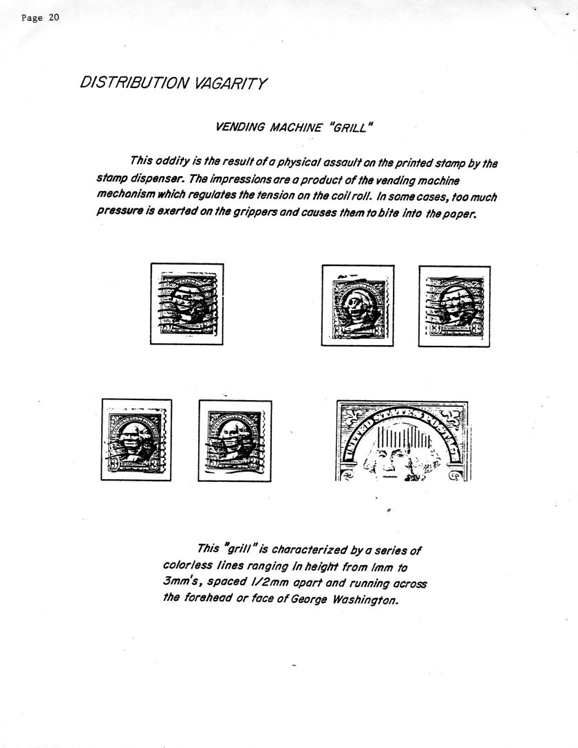 stamp errors, stamp errors, EFO, Distribution vagarity, vending machine grill, colorless lines