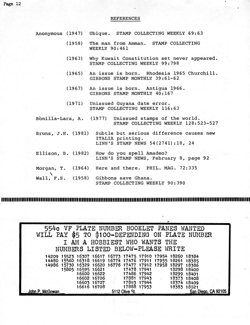 stamp errors, stamp errors, EFO, Stamp Collecting Weekly, Gibbons Stamp Monthly, Linn's Stamp News, McGowan