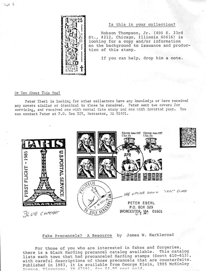 stamp errors, stamp errors, EFO, Thompson, Eberl, upside down date, Frake precancels, Harkleroad, Black Harding precancel catalog, Scott 610, Scott 613, Klein