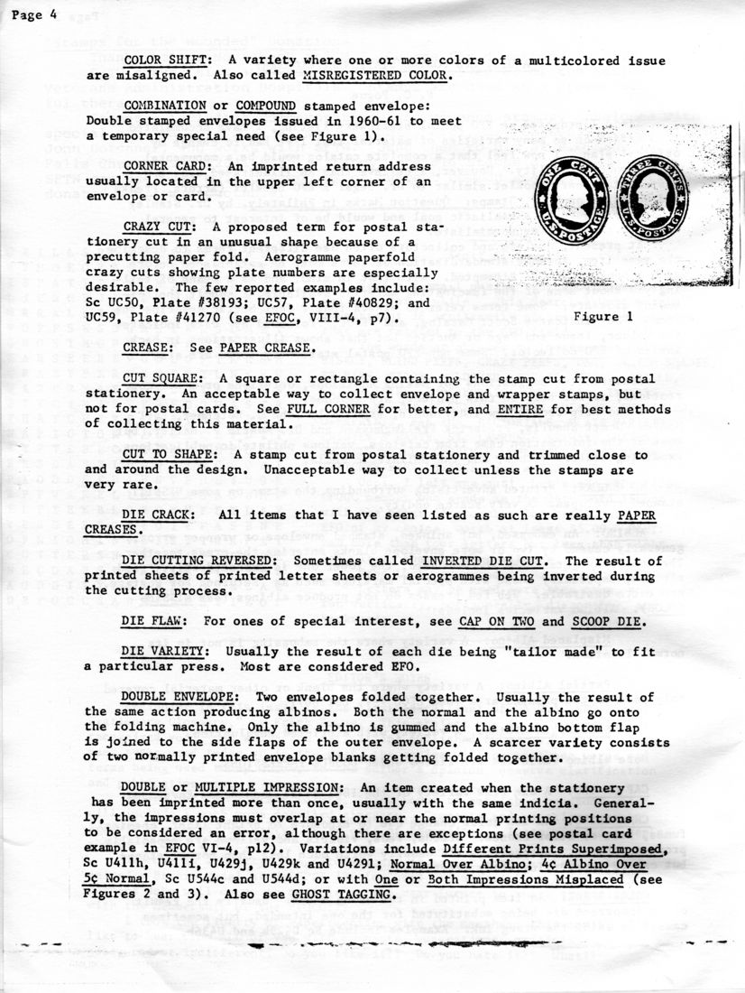 stamp errors, stamp errors, EFO, color shift, misregistered color, combination or compound stamped envelope, corner card, crazy cut, paper crease, cut square, full corner, entire, cut to shape, dir crack, cap on two, scoop die, die variety, double envelope, double or multiple impression, different prints superimposed, Scott U411, Scott U429, normal over albino, albinoe over normal, Scott U544, one or both impressions misplaced, ghost tagging