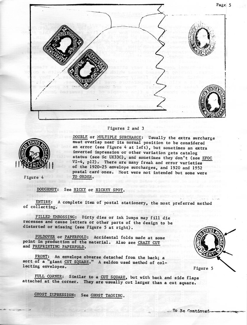 stamp errors, stamp errors, EFO, double or multiple surcharge, Scott UX33, doughnut, hickey spot, entire, filled embossing, foldover, paperfold, preprinting paperfold, front, ghost impression