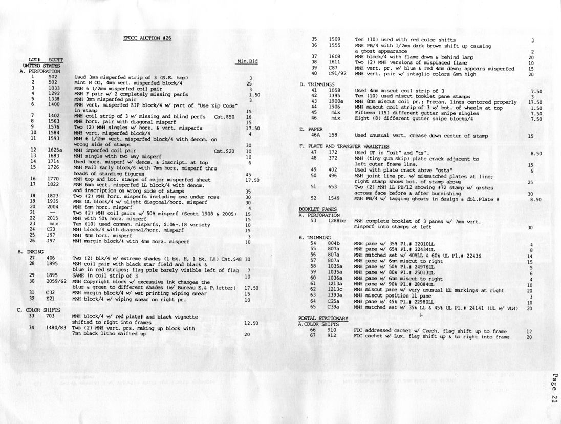stamp errors, stamp errors, EFO, Auction, Scott 502, Scott 1033, Scott 1292, Scott 1338, Scott 1400, Scott 1402, Scott 1563, Scott 1576, Scott 1584, Scott 1593, Scott 1625, Scott 1683, Scott 1935, Scott 2004, Scott 2015, Scott C23, Scott J97, Scott 406, Scott 1895, Scott 2059, Scott 2062, Scott C32, Scott E21, Scott 703, Scott 1480, Scott 1483, Scott 1509, Scott 1555, Scott 1608, Scott 1611, Scott C87, Scott C91, Scott C92, Scott 1058, Scott 1395, Scott 1900, Scott 1906, Scott 158, Scott 372, Scott 402, Scott 496, Scott 653, Scott 1549, Scott 1288, Scott 804, Scott 807, Scott 1035, Scott 1036, Scott 1213, Scott C25, Scott C39, Scott 910, Scott 912