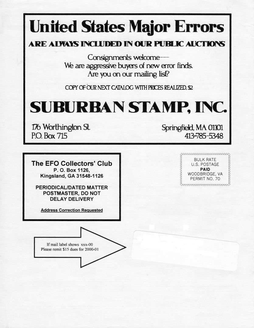 stamp errors, stamp errors, EFO, Suburban Stamp, Inc.